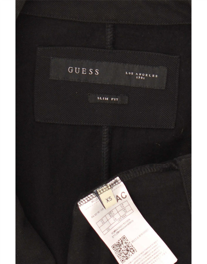 Guess Giacca blazer slim fit da uomo a 2 bottoni UK 32 2XS Cotone nero