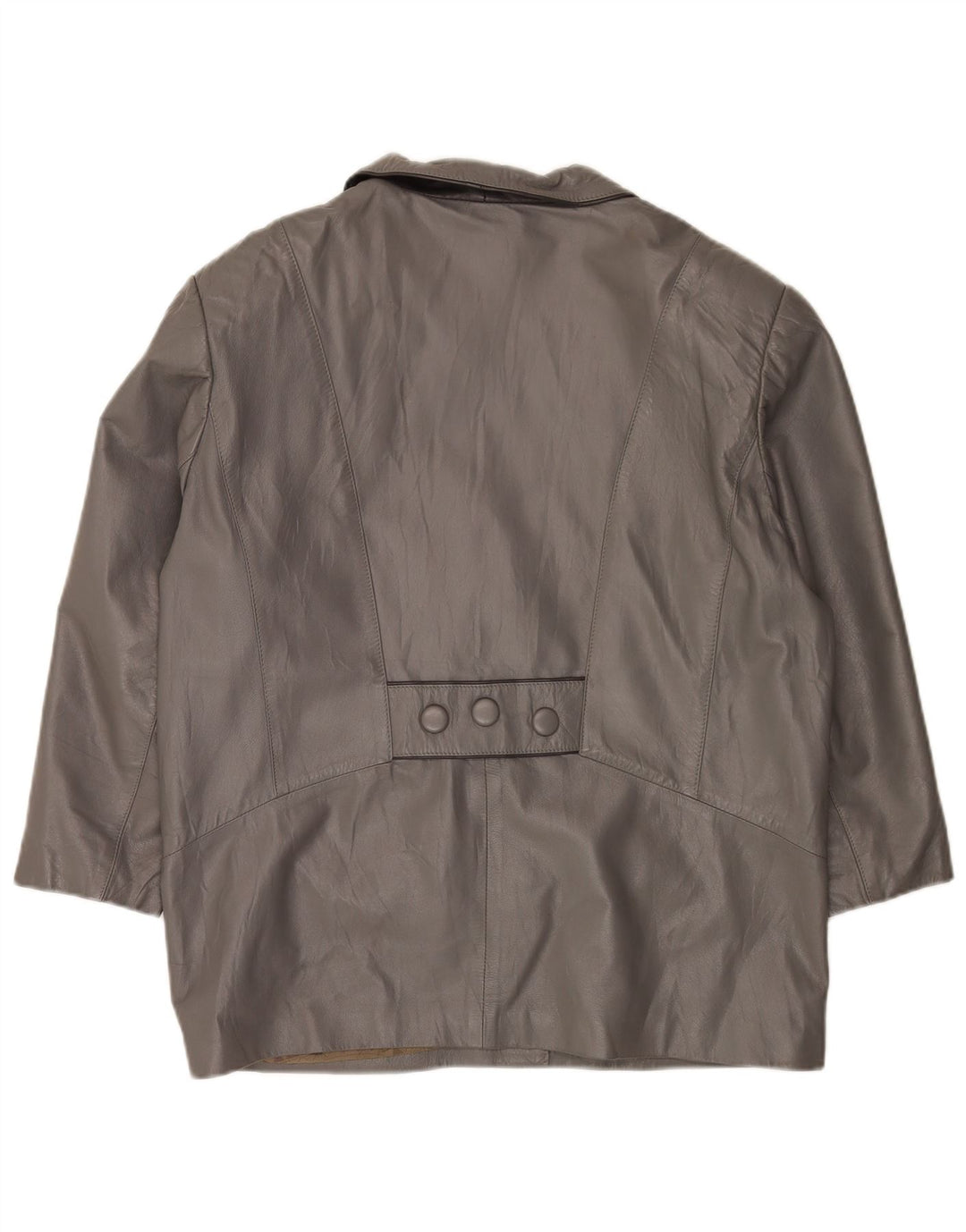 Giacca in pelle vintage da donna vestibilità ampia UK 18 XL in pelle grigia