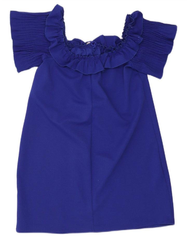 Abito Zara da donna con spalle scoperte con volant UK 14 grande blu