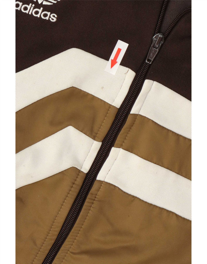 Giacca da ginnastica da uomo Adidas, giacca grande, in cotone color block marrone