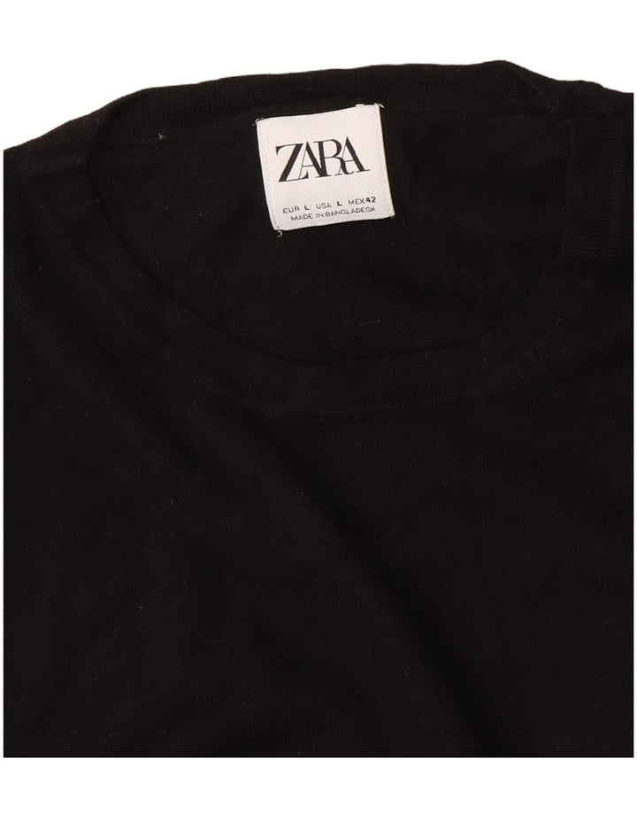 Maglione maglione girocollo da donna Zara UK 14 grande nero