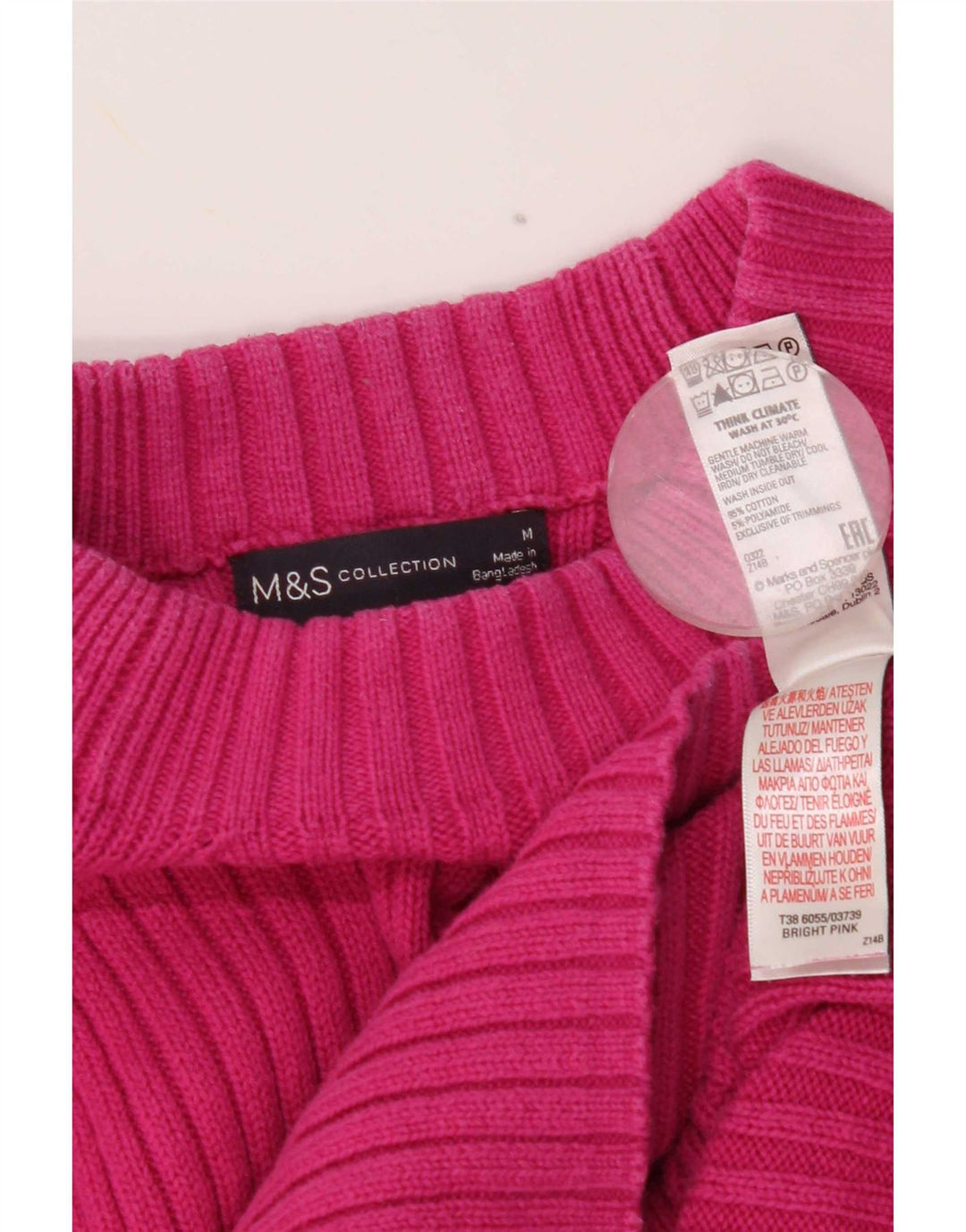 Maglione maglione a collo alto da donna Marks & Spencer UK 14 Cotone rosa medio