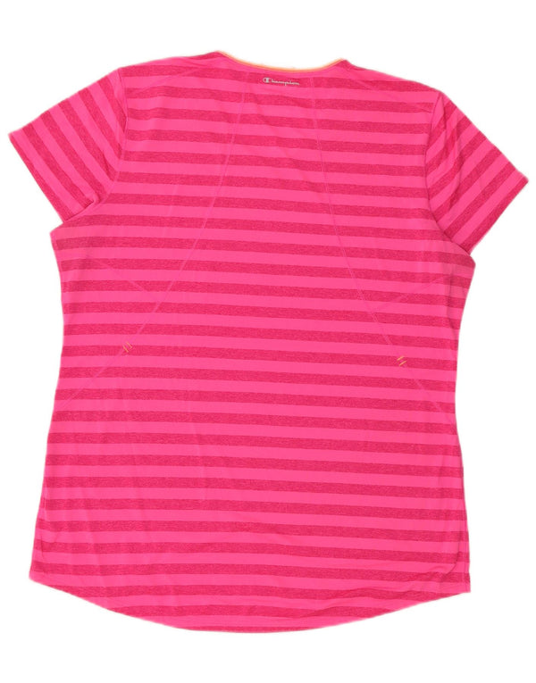 T-shirt da donna Champion Top UK 16 poliestere a righe grandi rosa