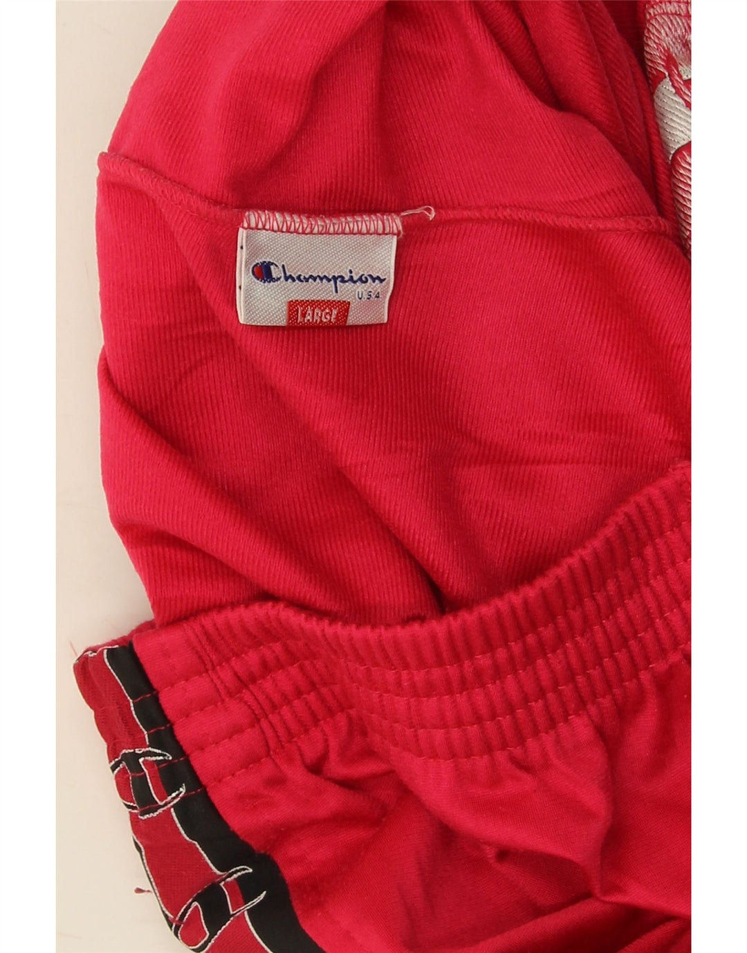 CHAMPION Pantaloni da tuta con grafica corta da donna UK 16 Large Rosso Poliestere