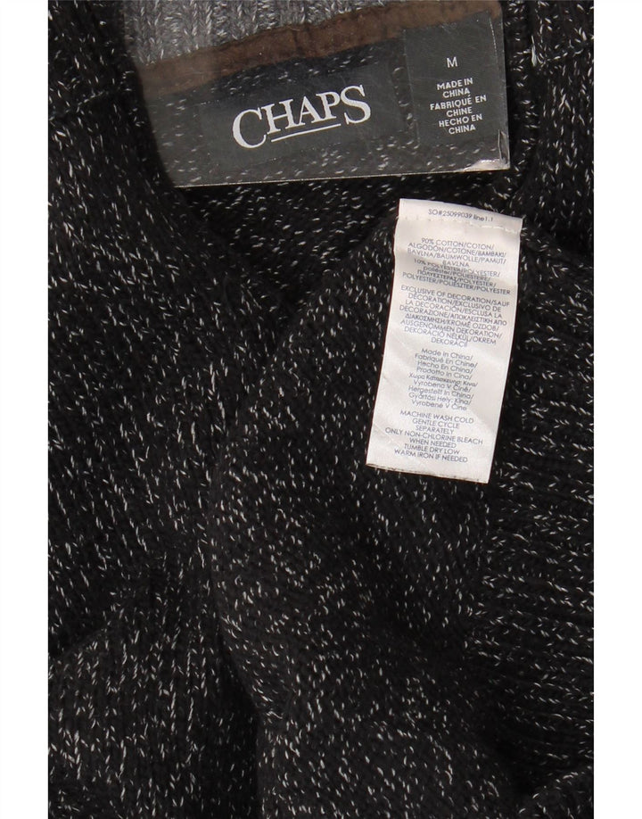 Maglione da uomo con collo con zip CHAPS, cotone medio nero screziato