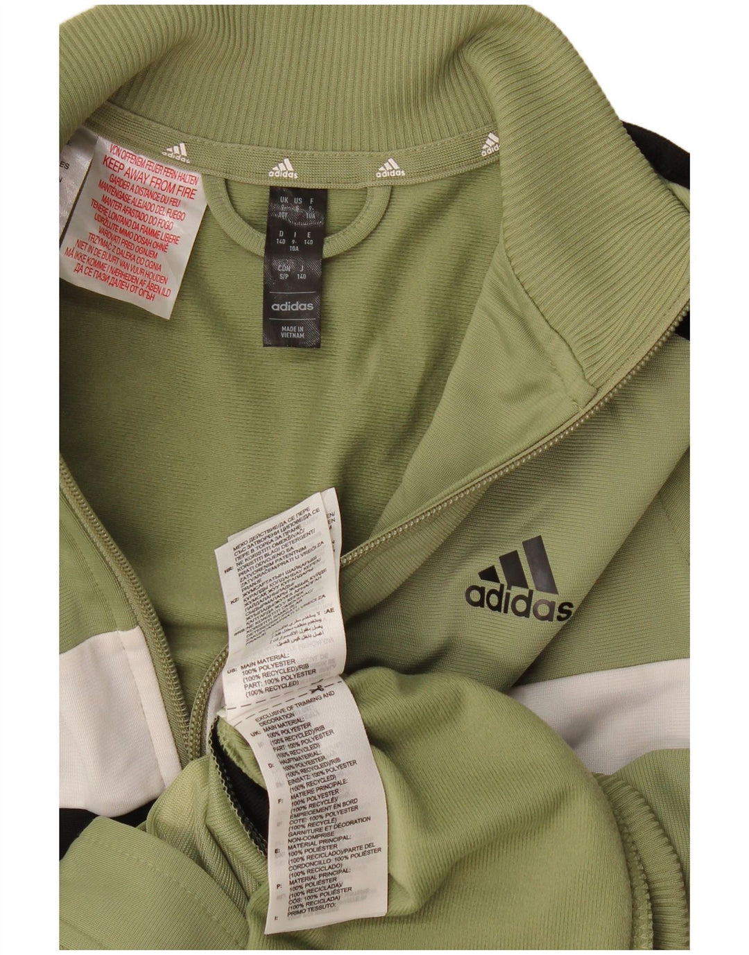 Giacca superiore della tuta da ragazzo Adidas 9-10 anni Poliestere color block kaki