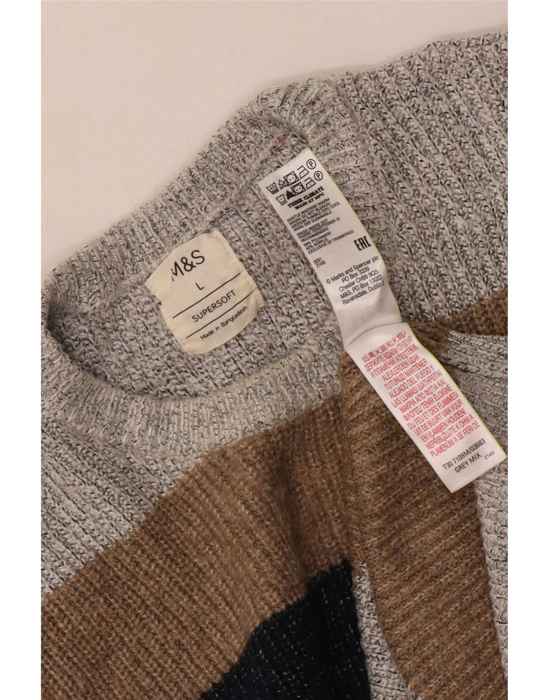 Maglione maglione girocollo da uomo Marks & Spencer grande color grigio
