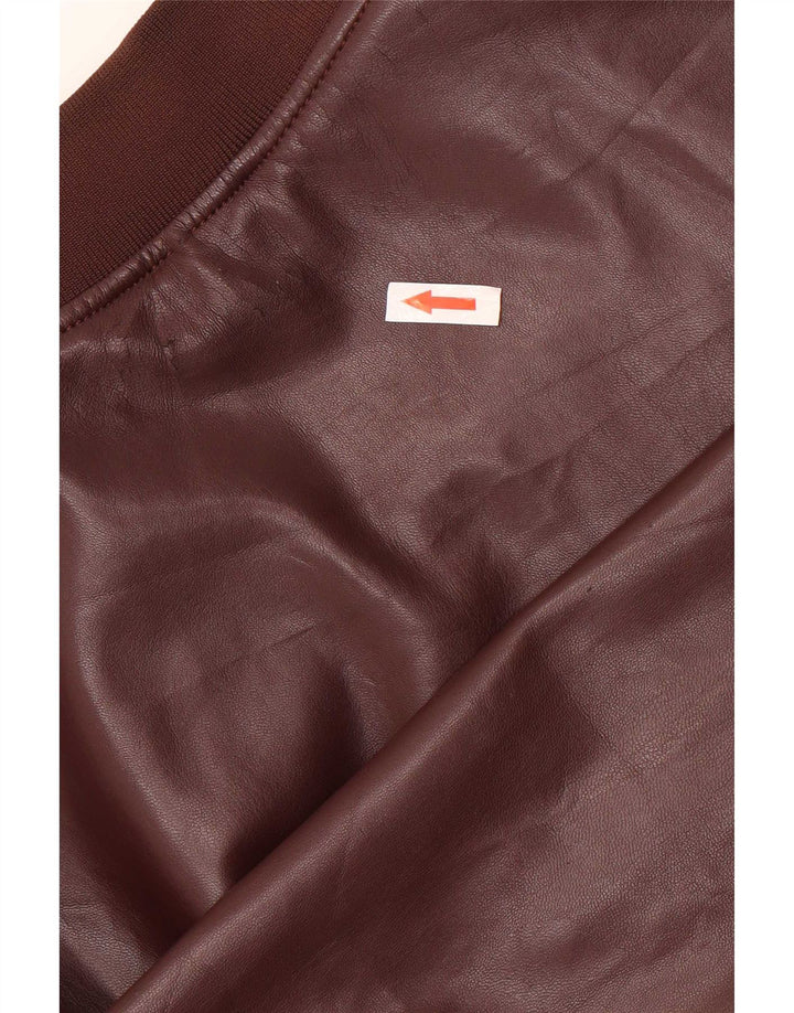 Giubbotto bomber da uomo in ecopelle Zara UK 38 poliestere marrone medio