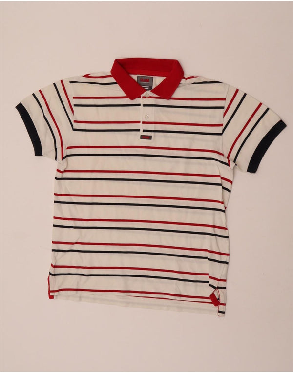 Polo da rugby da uomo Slam 2XL in cotone a righe bianche