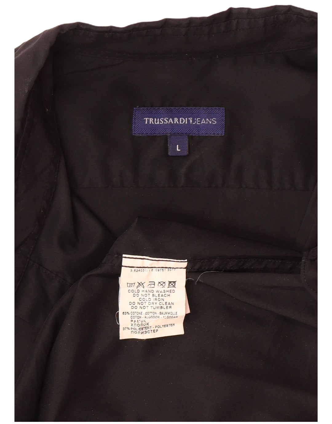 TRUSSARDI JEANS Camicia Uomo Large Nera in Cotone