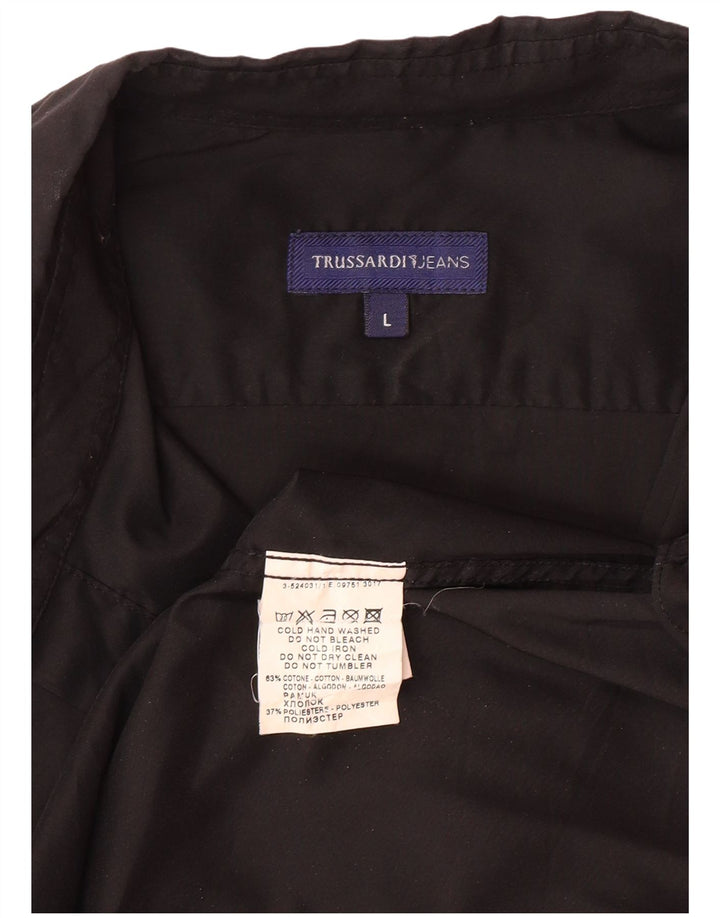 TRUSSARDI JEANS Camicia Uomo Large Nera in Cotone