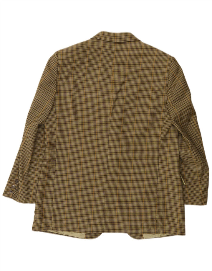 Giacca blazer vintage da uomo a 2 bottoni UK 38 a quadri kaki medio