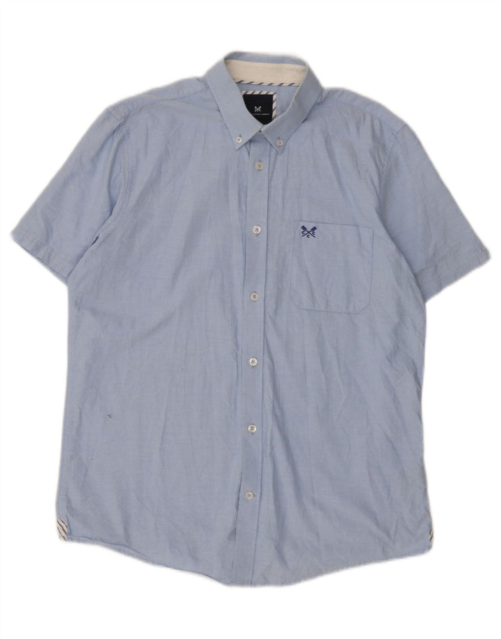 Crew Clothing Camicia a maniche corte da uomo in cotone blu medio