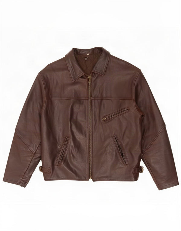 Giacca in pelle vintage da uomo UK 42 XL Marrone