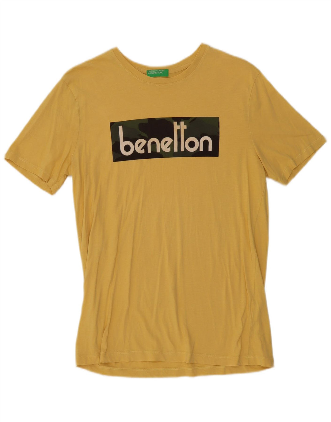 T-shirt grafica da uomo Benetton Top in cotone giallo medio
