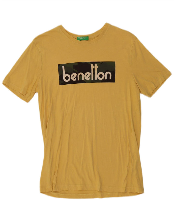 T-shirt grafica da uomo Benetton Top in cotone giallo medio