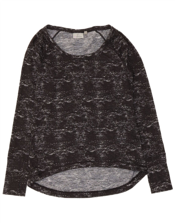 ATHLETA Womens Top Long Sleeve UK 6 XS Black Flecked Polyester