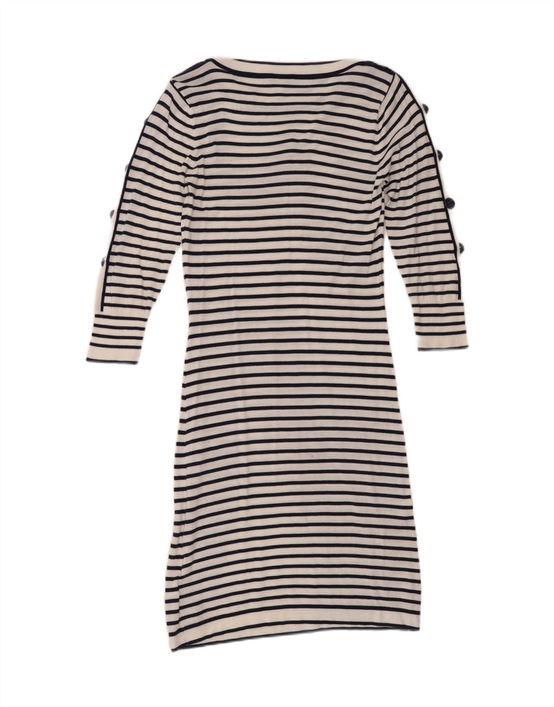 ARMANI Womens Long Sleeve Sheath Dress IT 42 Medium White Striped Modal Vintage Armani and Second-Hand Armani from Messina Hembry 