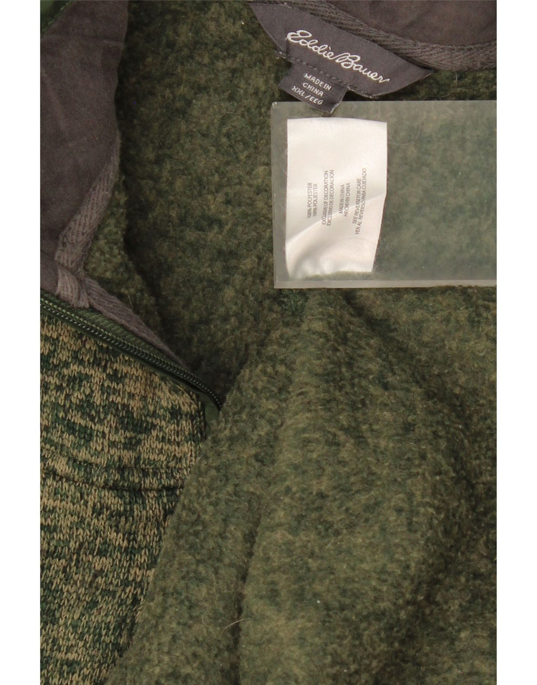 EDDIE BAUER Mens Zip Neck Sweatshirt Jumper 2XL Green Polyester Vintage Eddie Bauer and Second-Hand Eddie Bauer from Messina Hembry 