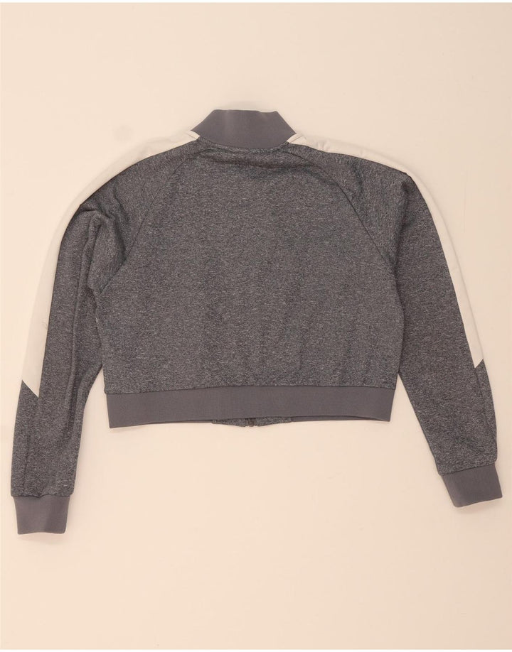 ELLESSE Womens Crop Tracksuit Top Jacket UK 10 Small Grey Colourblock