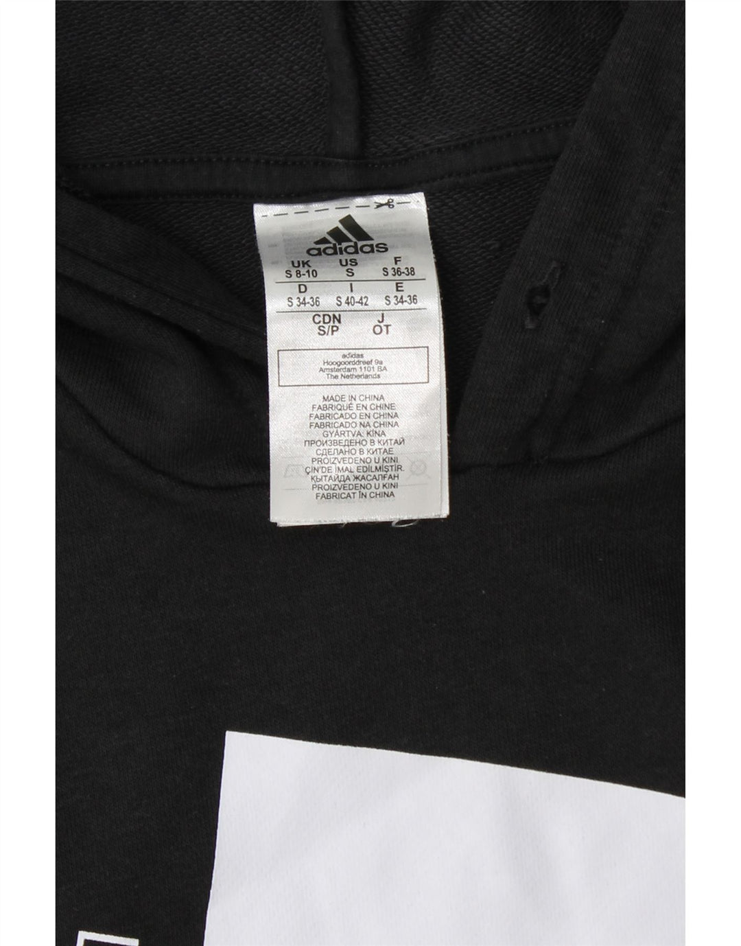 Maglione con cappuccio grafico da donna ADIDAS UK 8/10 piccolo cotone nero