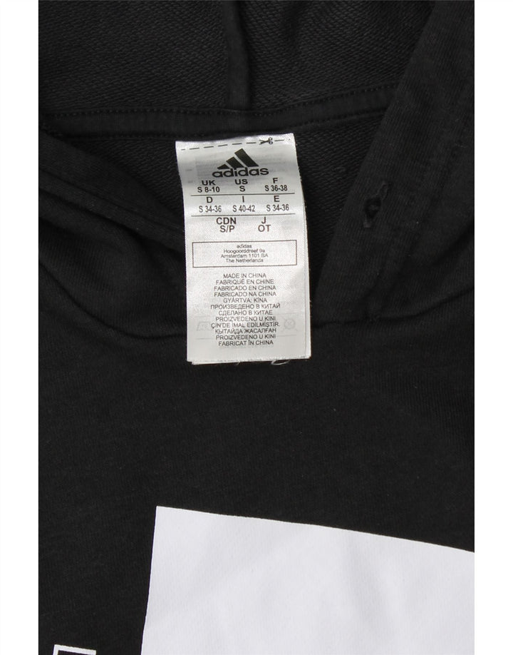 Maglione con cappuccio grafico da donna ADIDAS UK 8/10 piccolo cotone nero