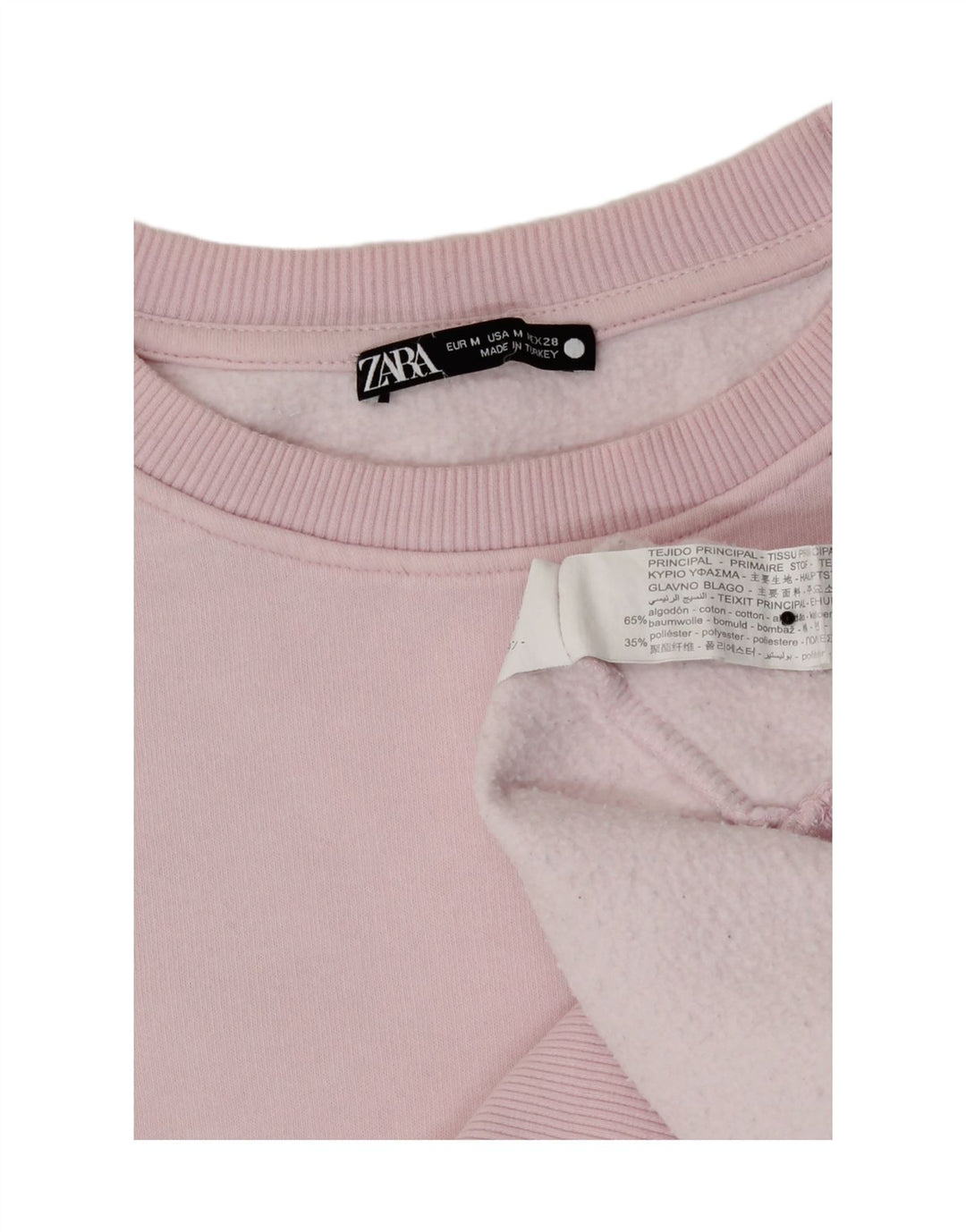 Felpa da donna Zara UK 12 cotone rosa medio