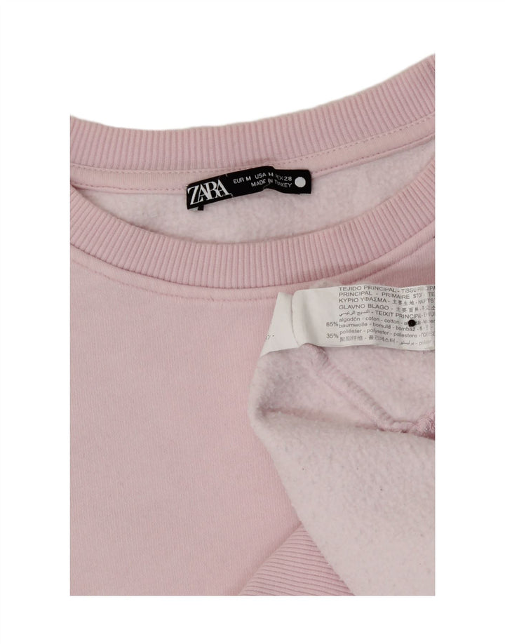 Felpa da donna Zara UK 12 cotone rosa medio