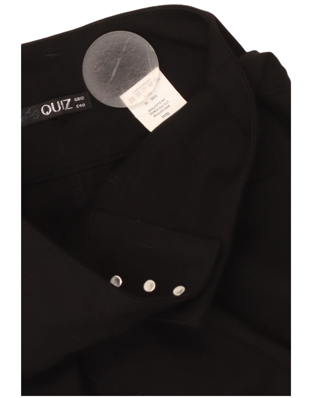 QUIZ Pantaloni casual slim a vita alta da donna UK 12 Medium W28 L28 Nero