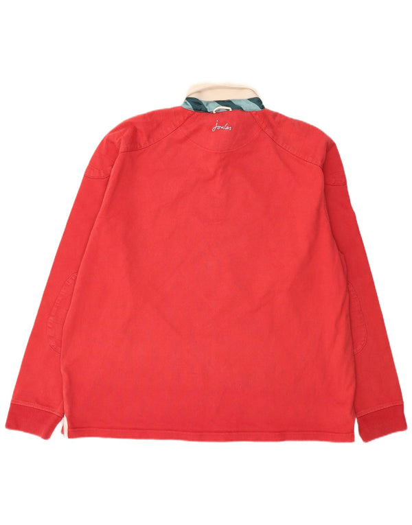 JOULES Polo da rugby da uomo a maniche lunghe 2XL Rosso in cotone color block