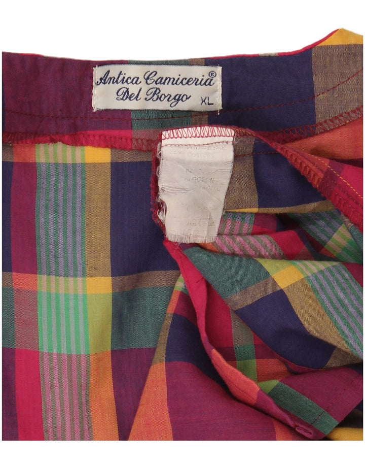 Antica Camiceria Camicia da donna Camicetta UK 18 XL a quadri multicolore