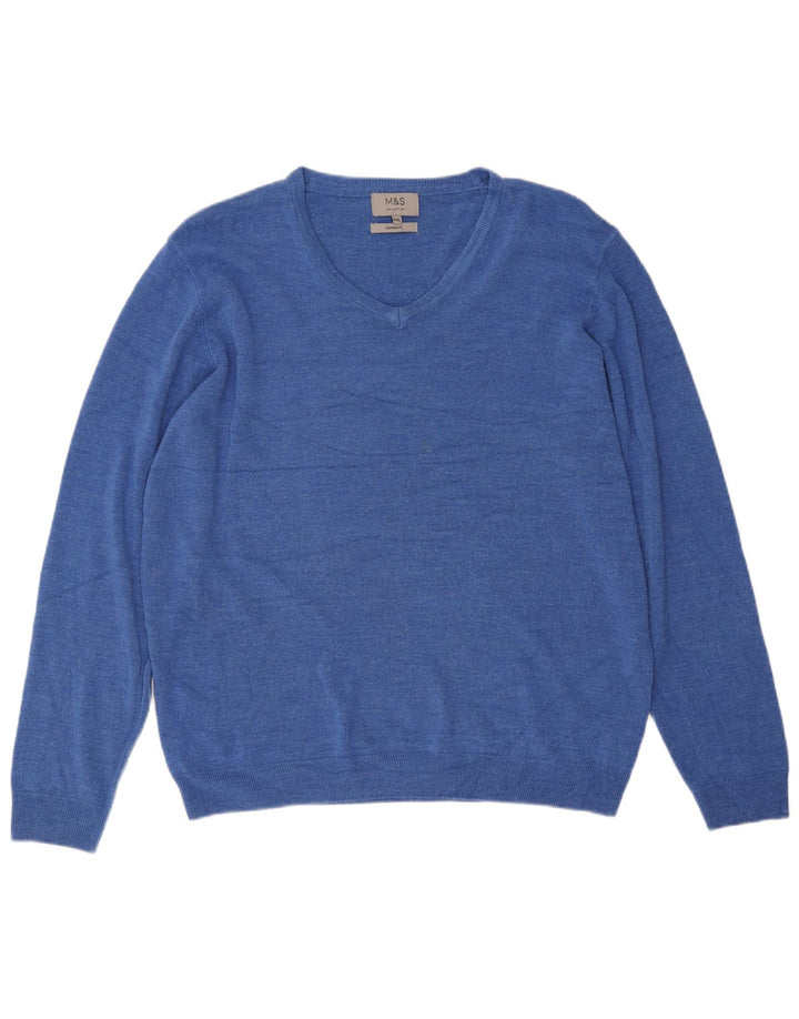 Maglione da uomo con scollo a V Marks & Spencer 2XL acrilico blu