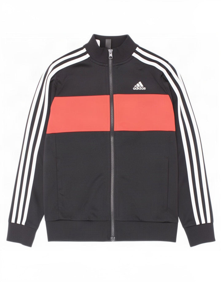 Giacca da tuta da ragazzo Adidas 9-10 anni in poliestere color block nero