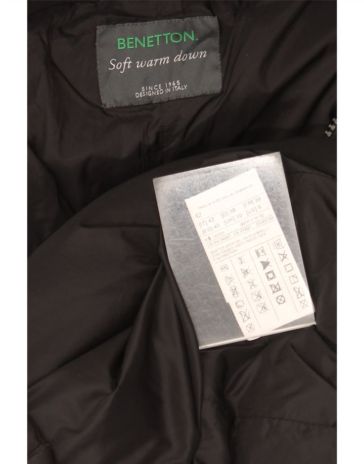 Cappotto imbottito con cappuccio da donna Benetton UK 10 piccolo nero