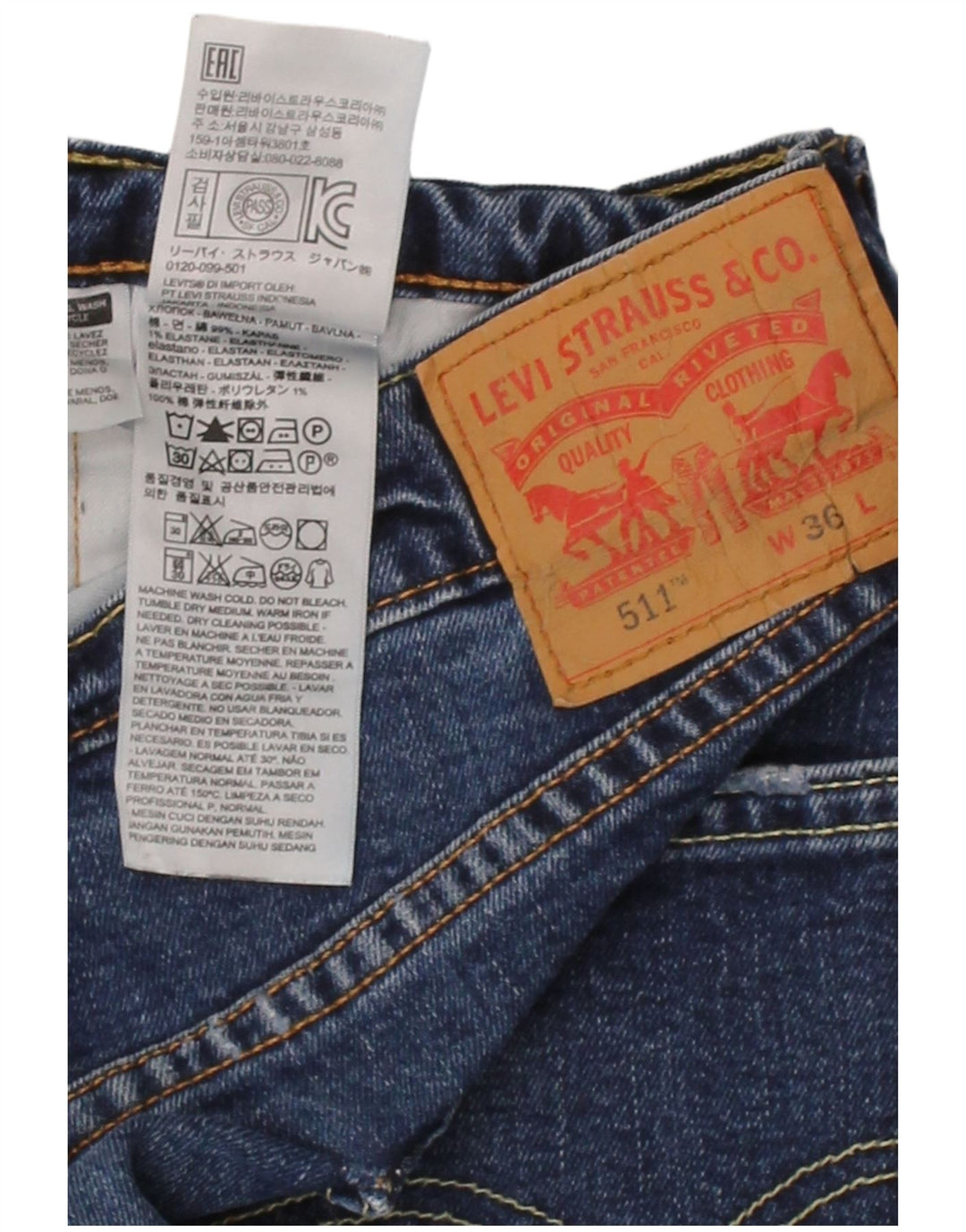 LEVI'S Mens 511 Distressed Denim Shorts W36 Large Blue Cotton