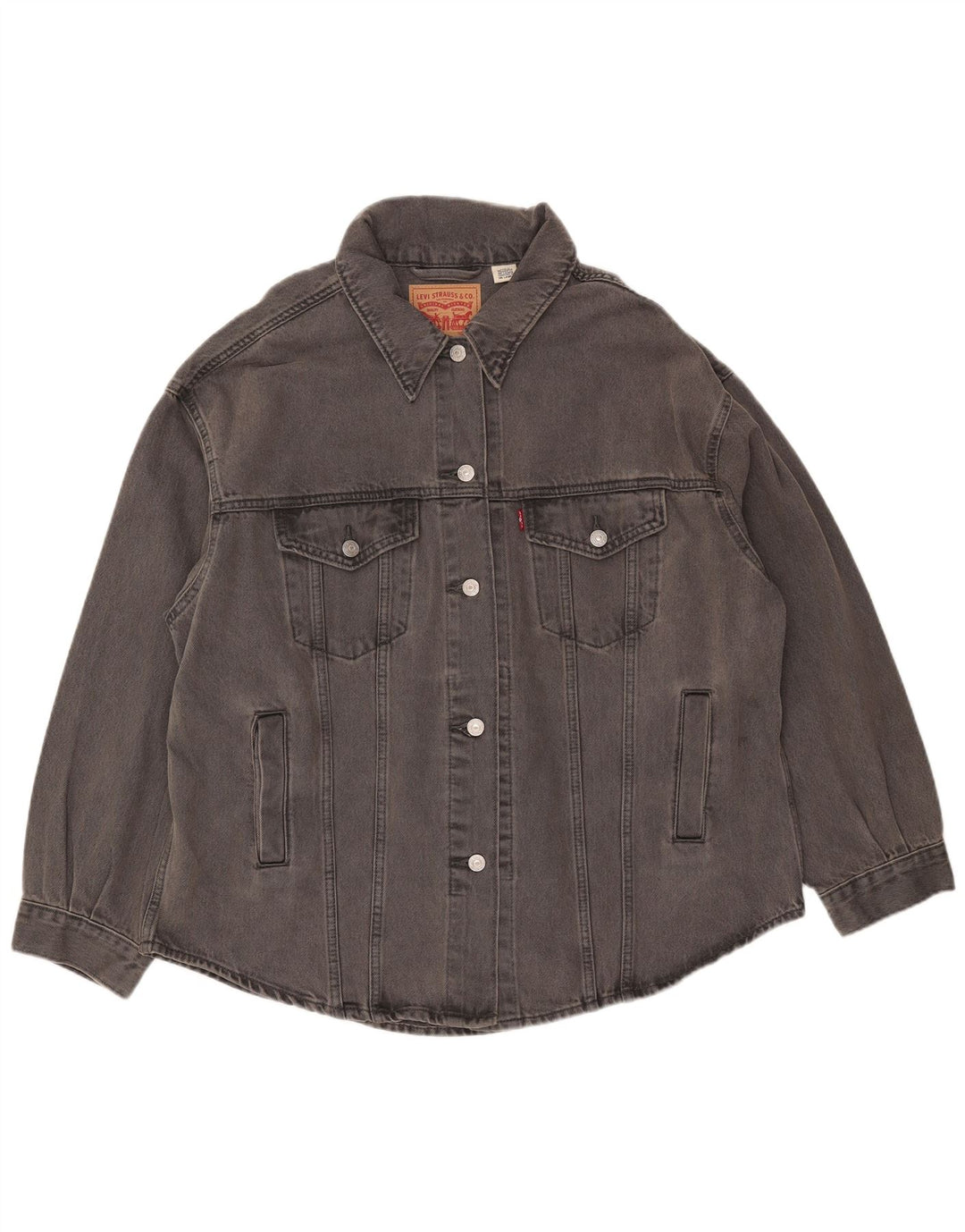 Giacca di jeans oversize da donna Levi's UK 16 grande cotone grigio