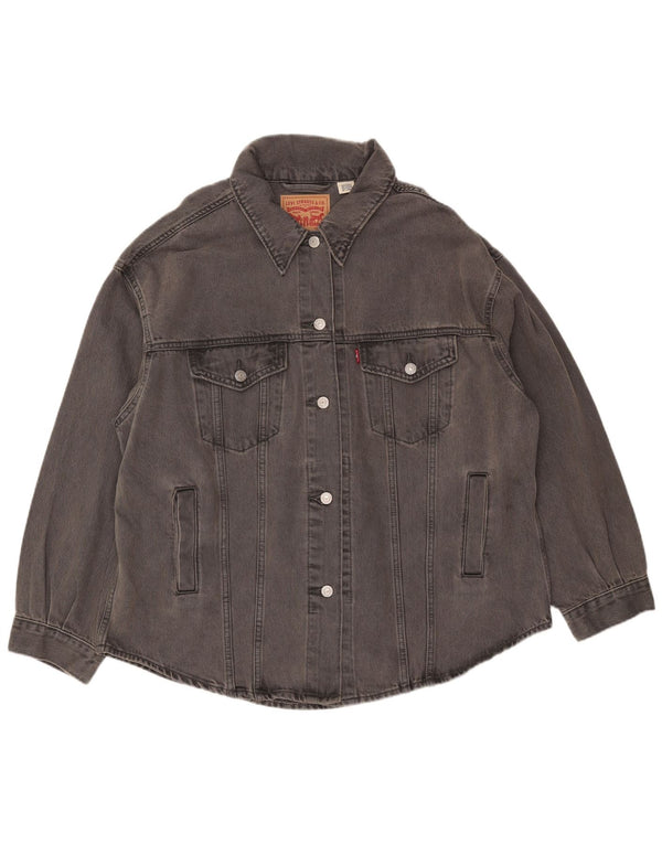 Giacca di jeans oversize da donna Levi's UK 16 grande cotone grigio