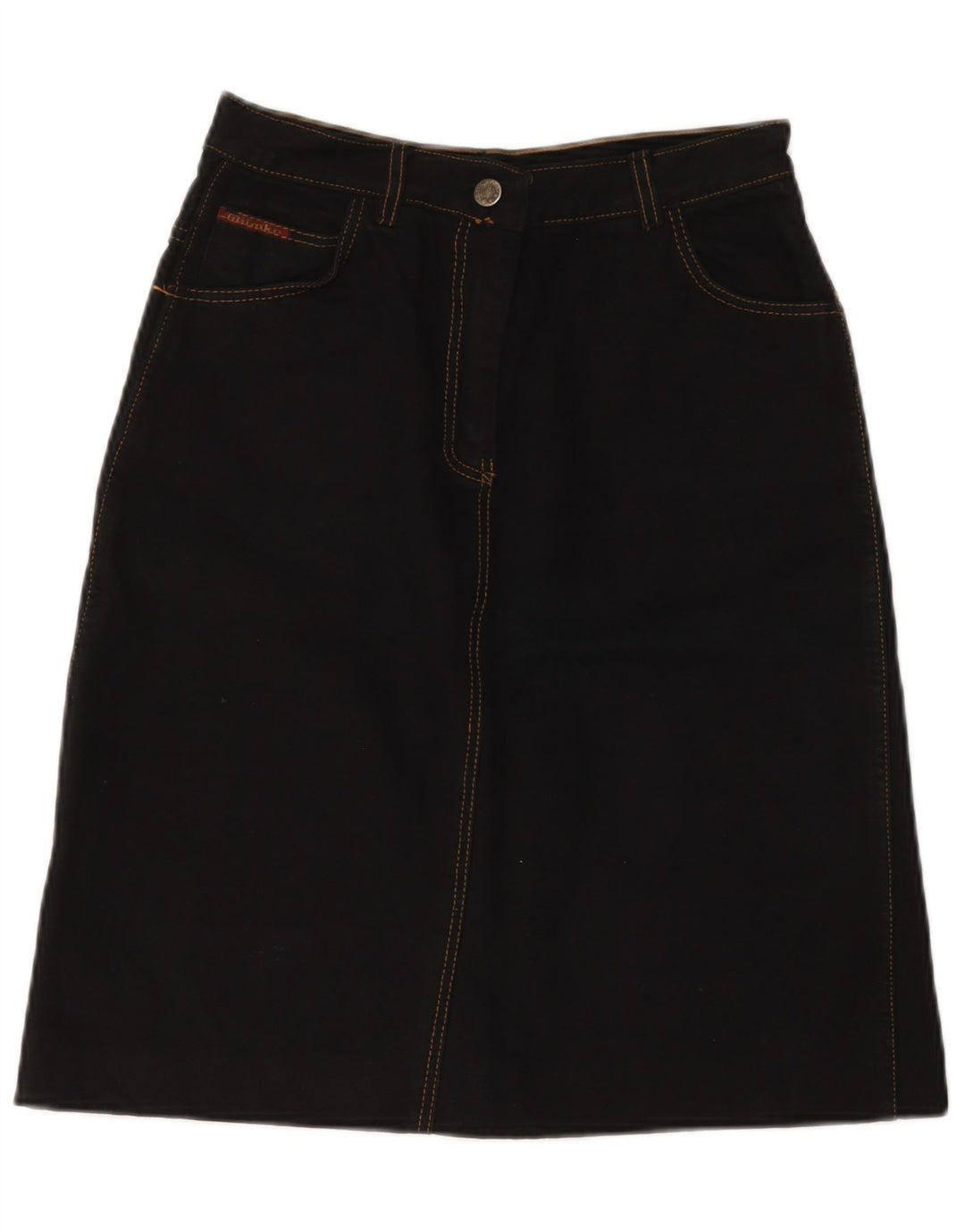 Gonna di jeans vintage da donna IT 42 media W28 cotone nero