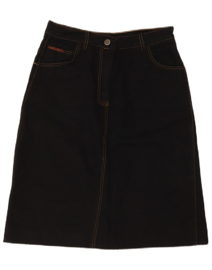 Gonna di jeans vintage da donna IT 42 media W28 cotone nero