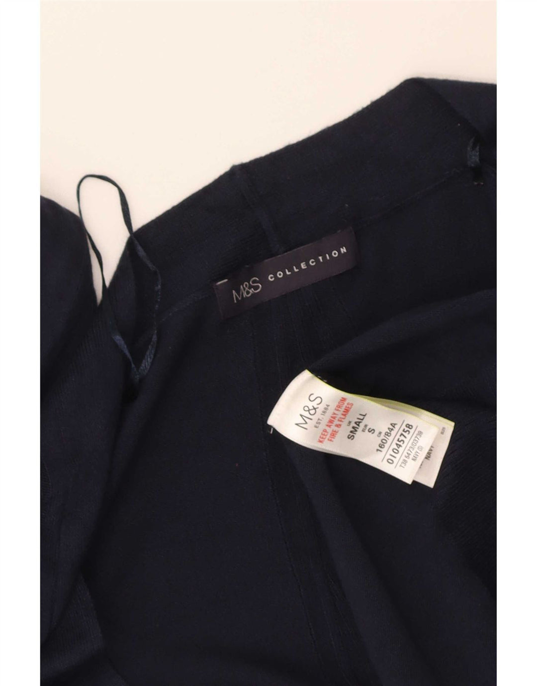 Maglione cardigan aperto lungo da donna Marks & Spencer UK 10 piccolo blu navy