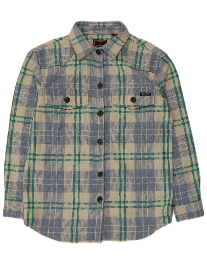 Camicia da donna oversize in flanella Superdry UK 10 piccolo quadretto multicolore