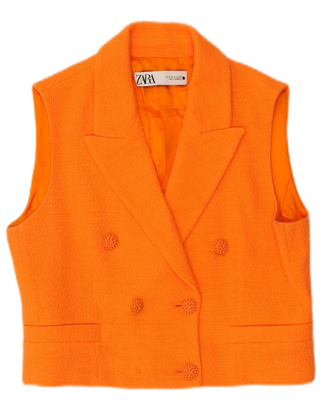 Gilet doppiopetto corto da donna Zara UK 14 arancione medio