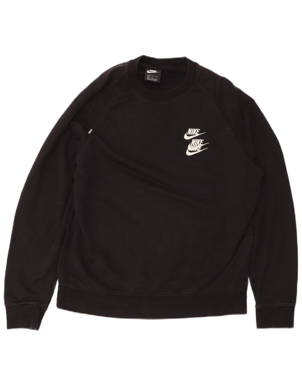 Felpa grafica Nike da uomo, maglione grande, cotone nero