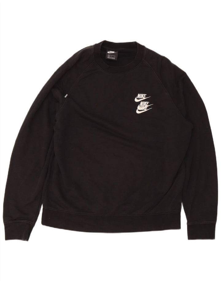 Felpa grafica Nike da uomo, maglione grande, cotone nero