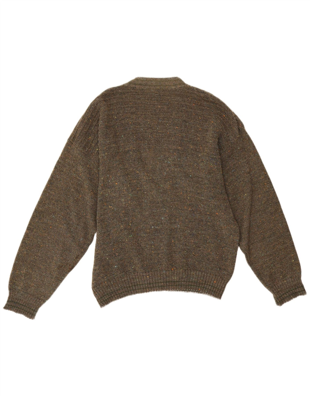 Maglione cardigan da uomo vintage IT 50 Acrilico chiazzato kaki medio