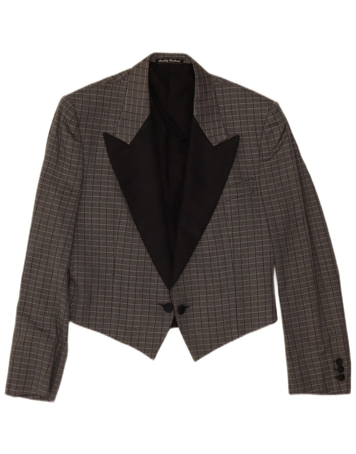 Giacca Blazer Doppiopetto Donna Sidi IT 48 XL Seta a quadri Grigia