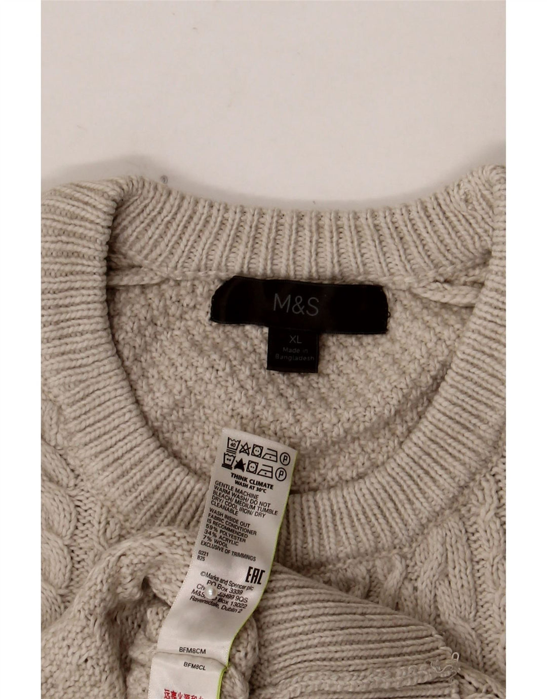 Maglione maglione girocollo da uomo Marks & Spencer XL grigio poliestere