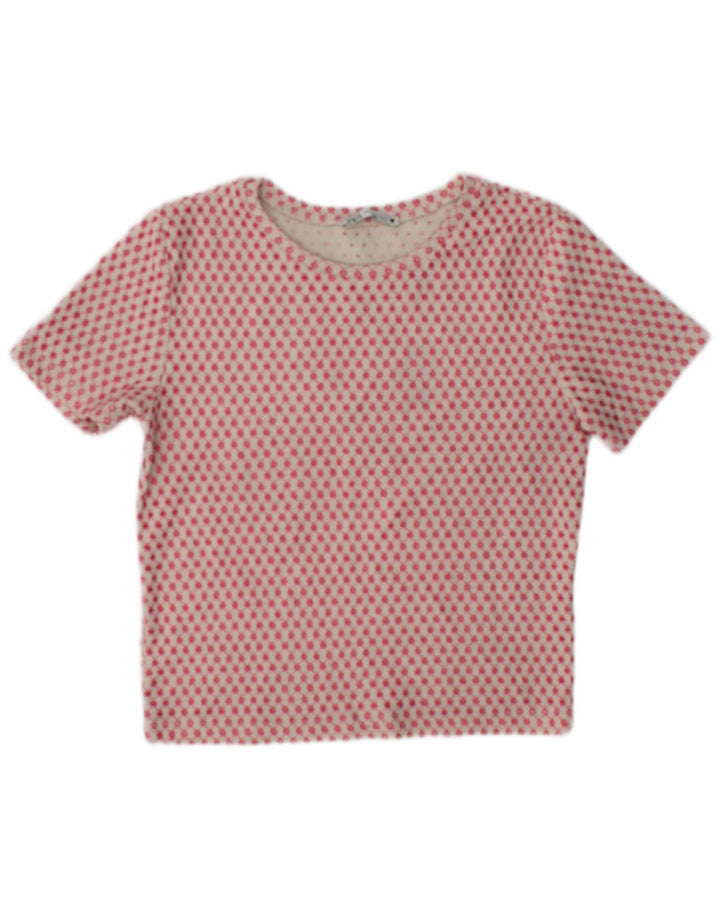 Top corto da donna Zara UK 12 rosa medio geometrico