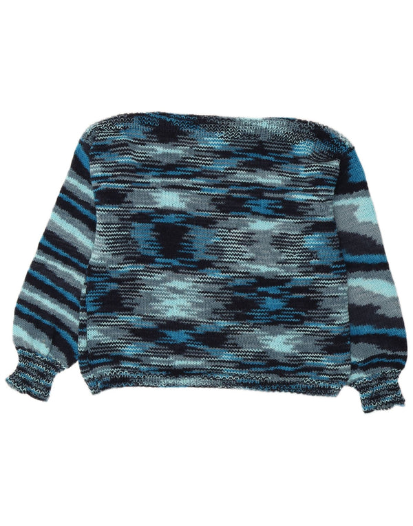 Maglione maglione vintage da donna con scollo a barca UK 16 grandi strisce blu