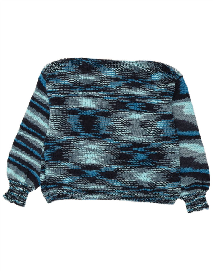 Maglione maglione vintage da donna con scollo a barca UK 16 grandi strisce blu